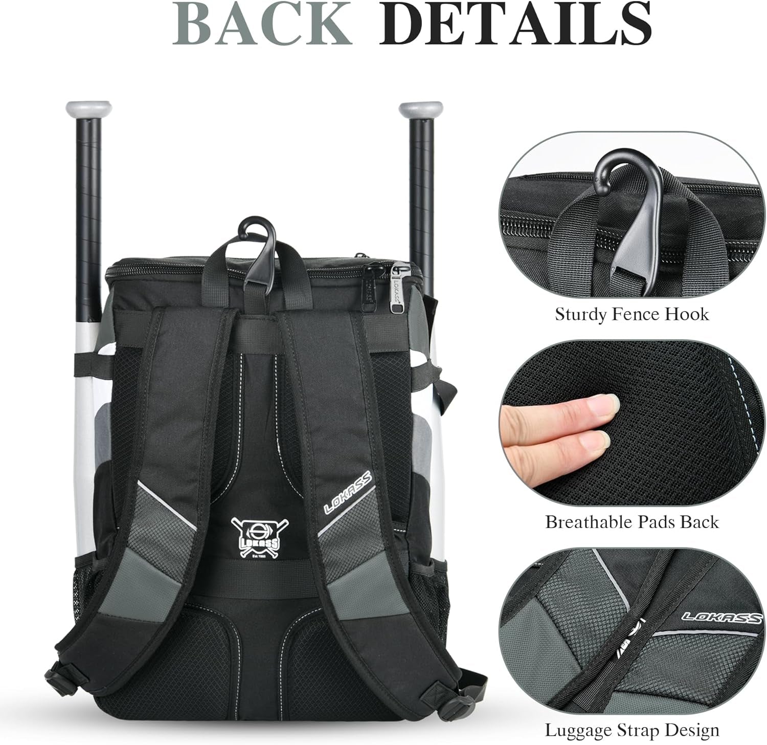 Baseball Backpack for Adult and Youth, Large Capacity Lightweight Softball Bag with Shoe Compartment and Fence Hook for Tball Bat & Equipment, Waterproof for Helmet, Gloves