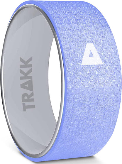 Sport 12 Inch Foam Roller Yoga Wheel for Back Pain Relief, Stretching, Tissue Massage, and Spinal Alignment, Supports 350 Pounds, Silver & Blue