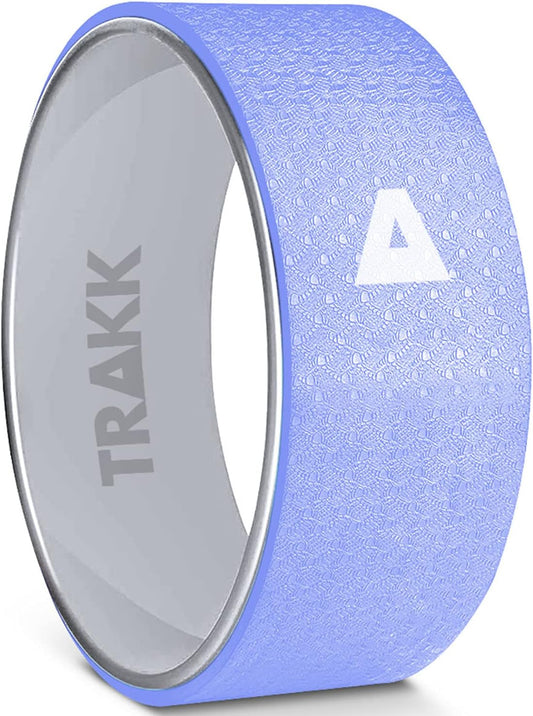Sport 12 Inch Foam Roller Yoga Wheel for Back Pain Relief, Stretching, Tissue Massage, and Spinal Alignment, Supports 350 Pounds, Silver & Blue