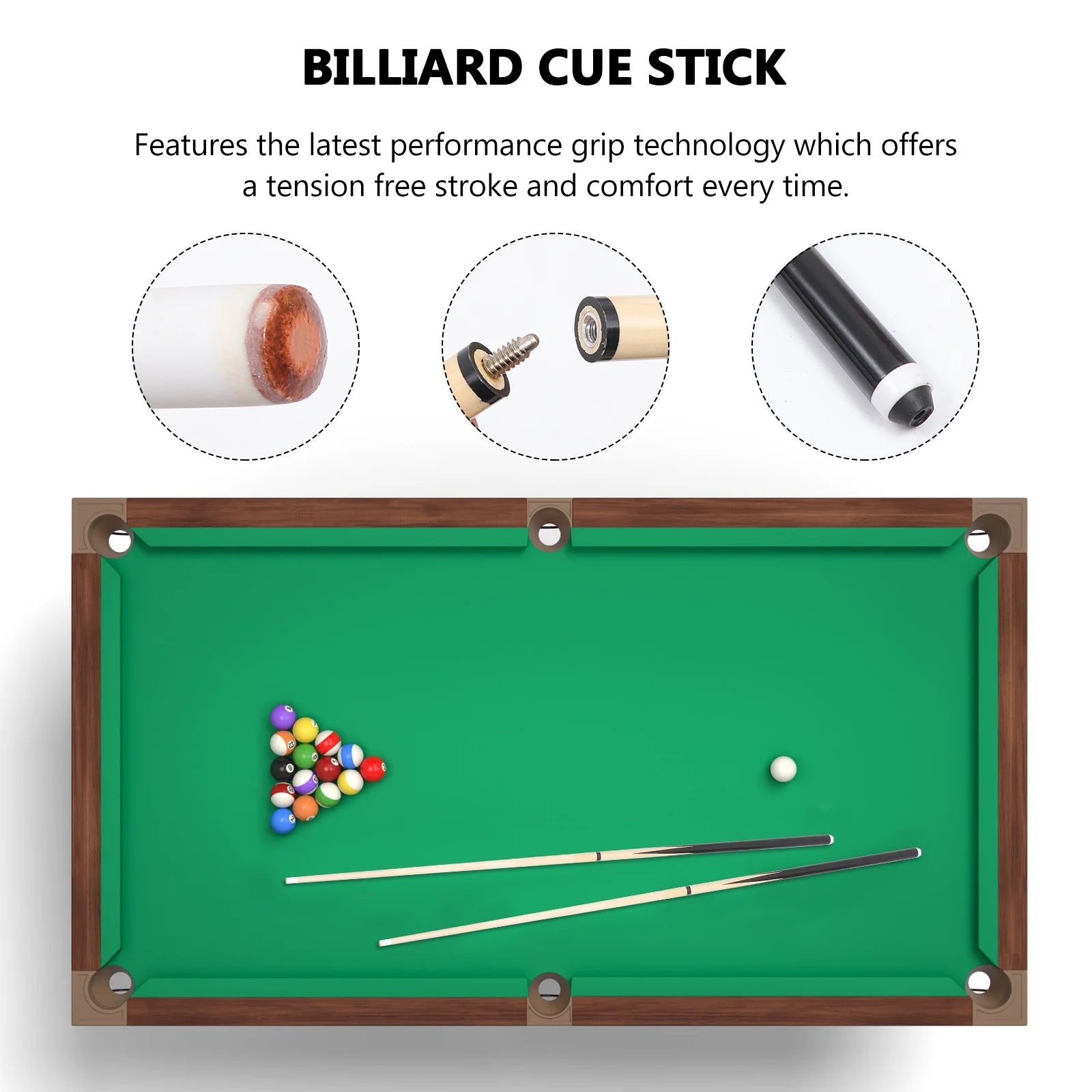 1-Piece Pool Cue Stick with 13Mm Tip 58" Professional Billiard Pool Cue Stick