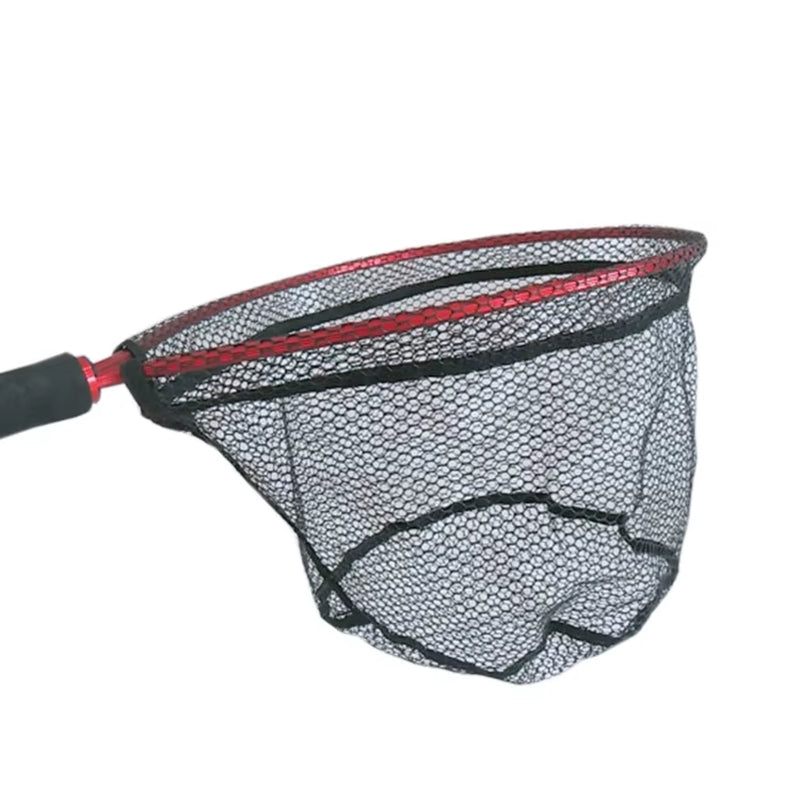 Portable Aluminum Alloy Fishing Net, Non-Slip Pole, Catching Fishes, Landing Net, Convenient, Red