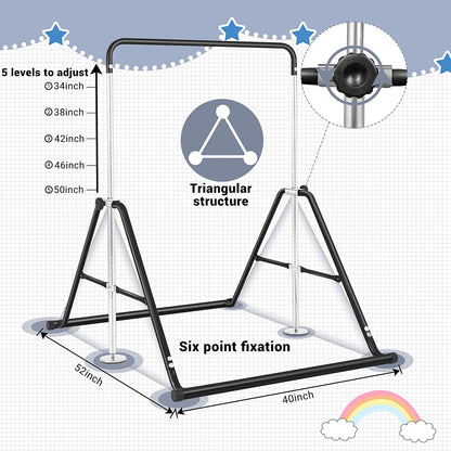 Gymnastics Bar for Kids Height Adjustable Horizontal Bar Folding Gymnastics Junior Training Bar for Home Gymnastics Equipment