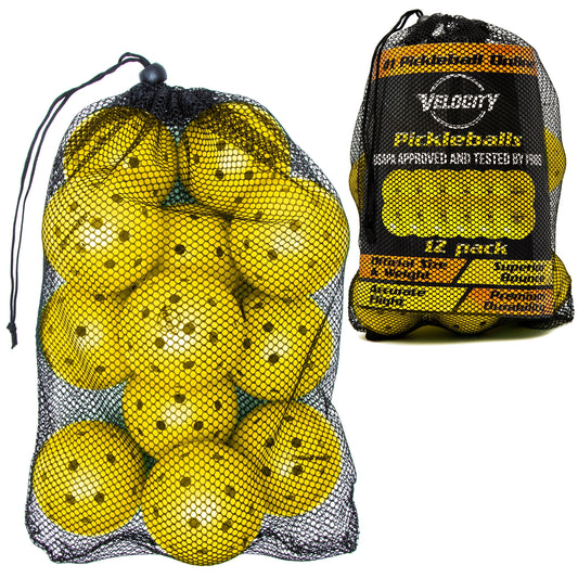 Outdoor 12 Count Yellow Pickleball Balls | Official Size Weight USAPA 40 Hole