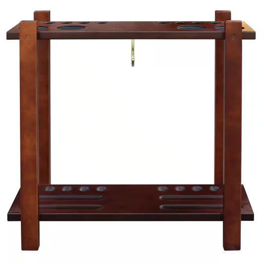 Classic Floor Billiard Pool Cue Rack in Antique Walnut