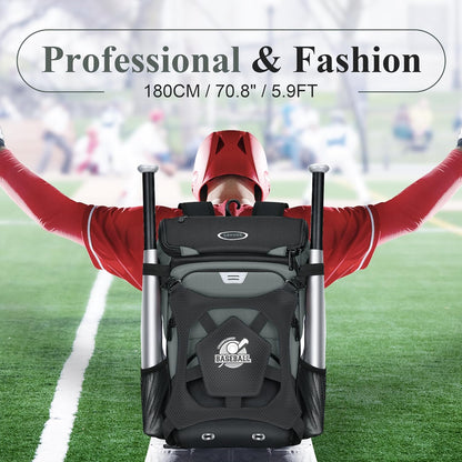 Baseball Backpack for Adult and Youth, Large Capacity Lightweight Softball Bag with Shoe Compartment and Fence Hook for Tball Bat & Equipment, Waterproof for Helmet, Gloves