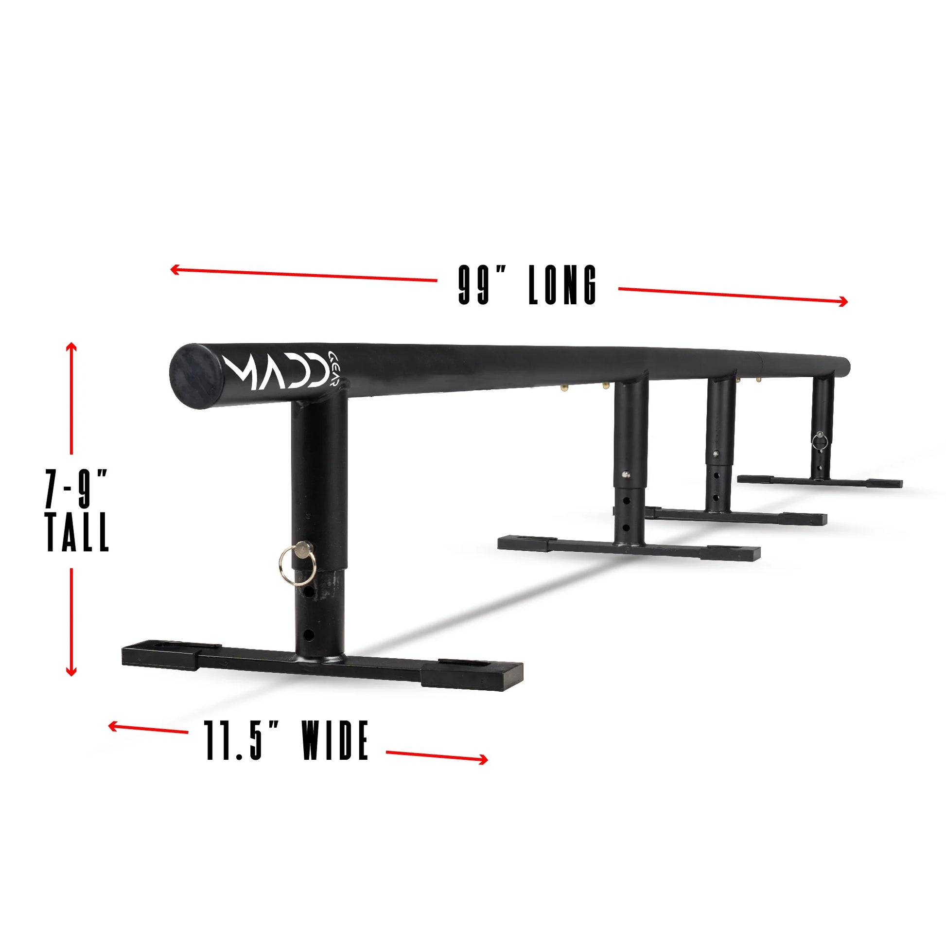 Grind Rail - 99" Long - 3-Step Adjustable Height - Extra Stability Practice Skate Rail