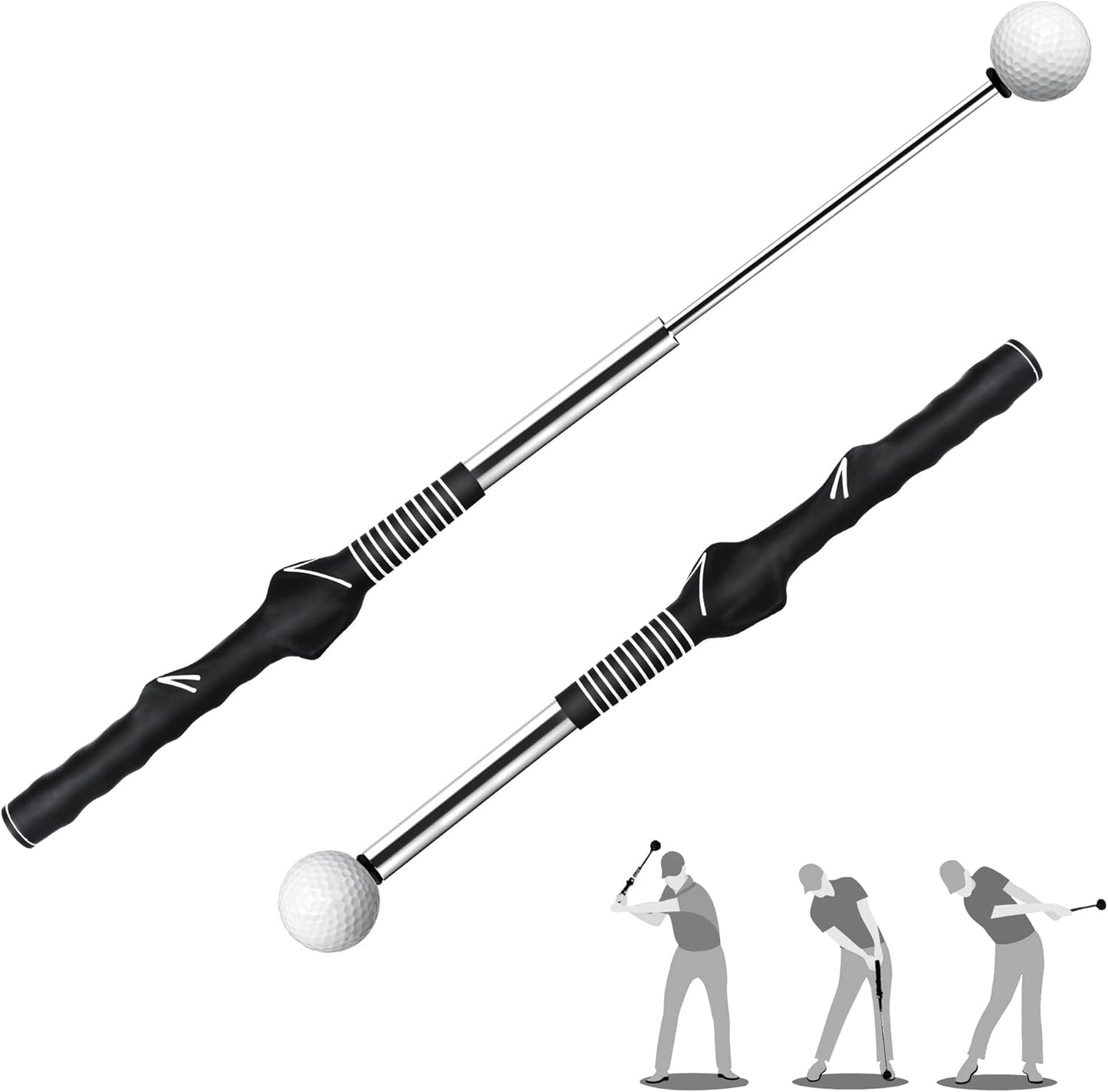Retractable Golf Swing Training Aid,Rhythm Click Sound Warm up Golf Swing Trainer,Golf Grip Trainer Attachment -Strength & Tempo Training for Chipping Hitting,Golf Accessories for Men