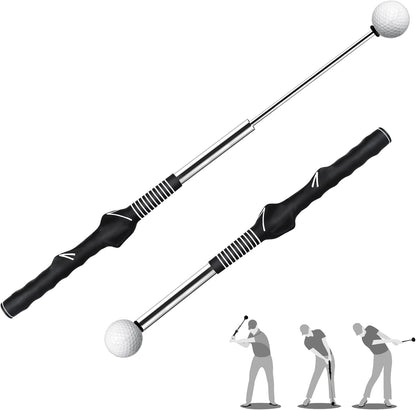 Retractable Golf Swing Training Aid,Rhythm Click Sound Warm up Golf Swing Trainer,Golf Grip Trainer Attachment -Strength & Tempo Training for Chipping Hitting,Golf Accessories for Men