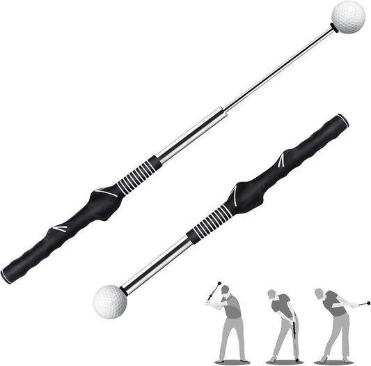 Retractable Golf Swing Training Aid,Rhythm Click Sound Warm up Golf Swing Trainer,Golf Grip Trainer Attachment -Strength & Tempo Training for Chipping Hitting,Golf Accessories for Men