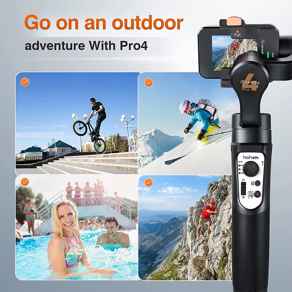 Official Isteady Pro 4 Gimbal for Gopro 12/11/10/9/8/7/6 DJI OSMO Insta360 One R Action Camera 3-Axis Handheld Stabilizer