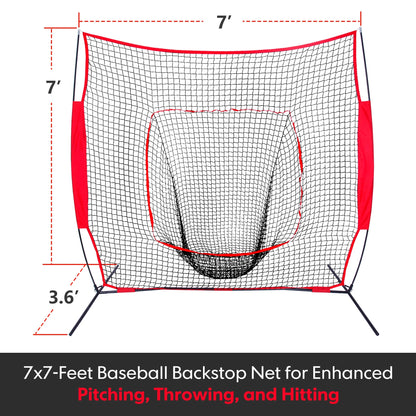 7X7Ft Portable Baseball Practice Net Softball Hitting Pitching Net W/Bag