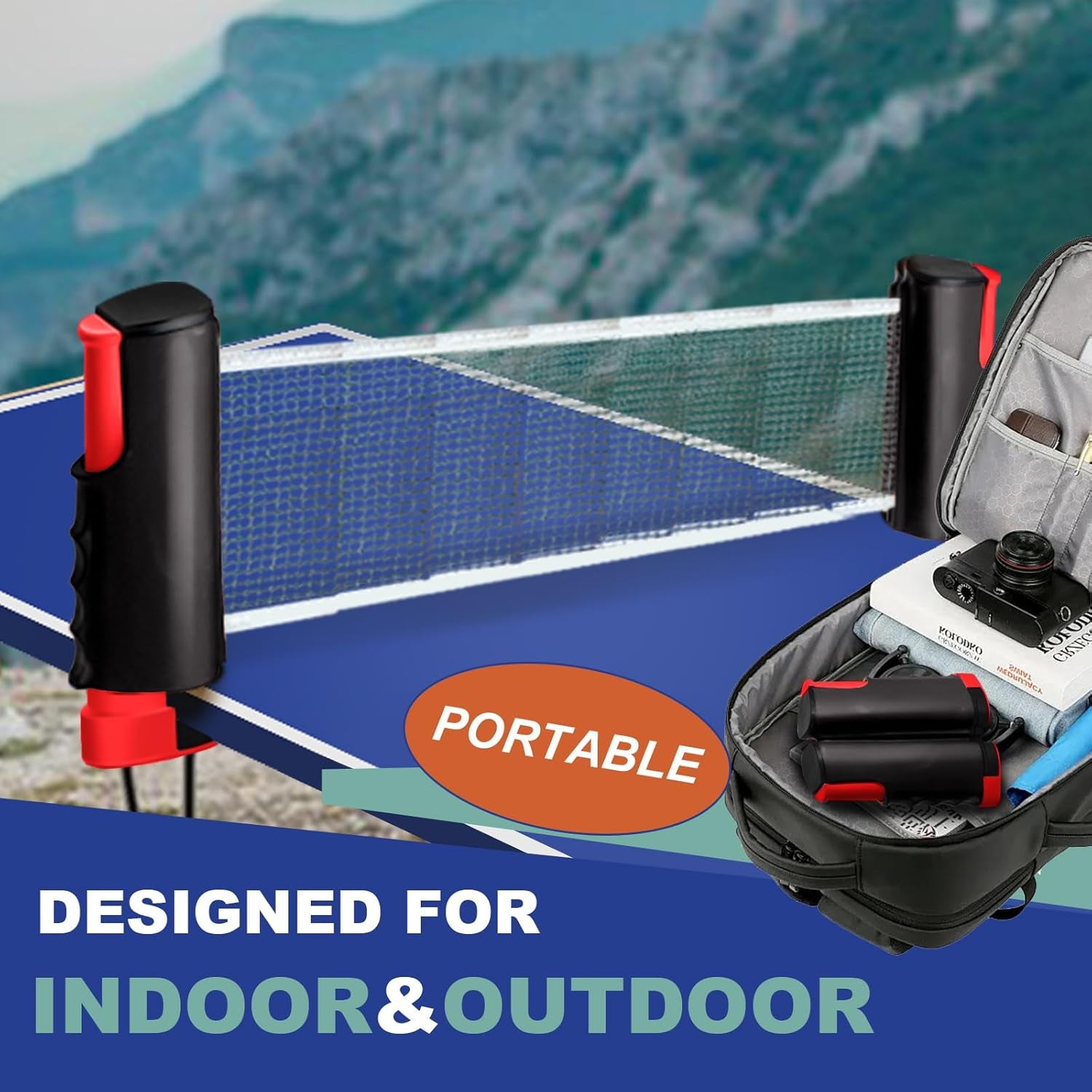 Retractable Ping Pong Net – 72" Table Tennis Net with Clamps Portable Ping Pong Net for Any Table and and Easy Setup Ping Pong Equipment Replacement Net for Ping Pong Tables